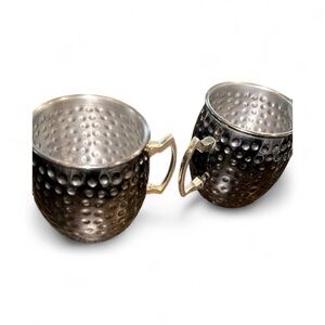 Set of 2 hammered bronze Moscow mule mugs